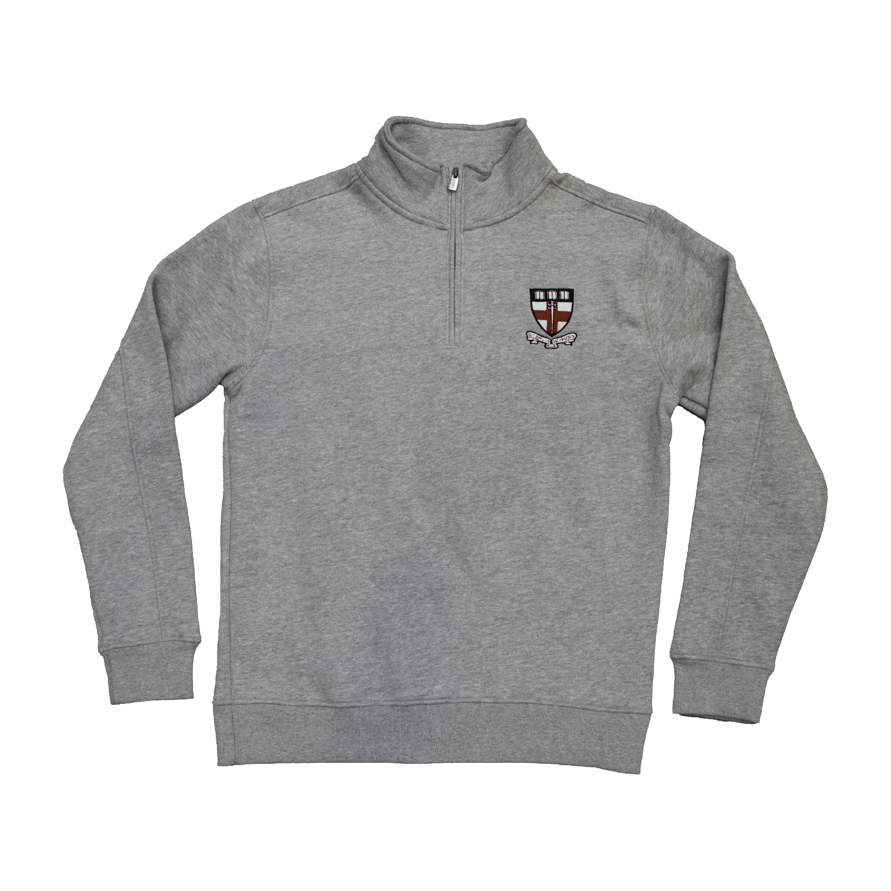Gray quarter-zip sweatshirt