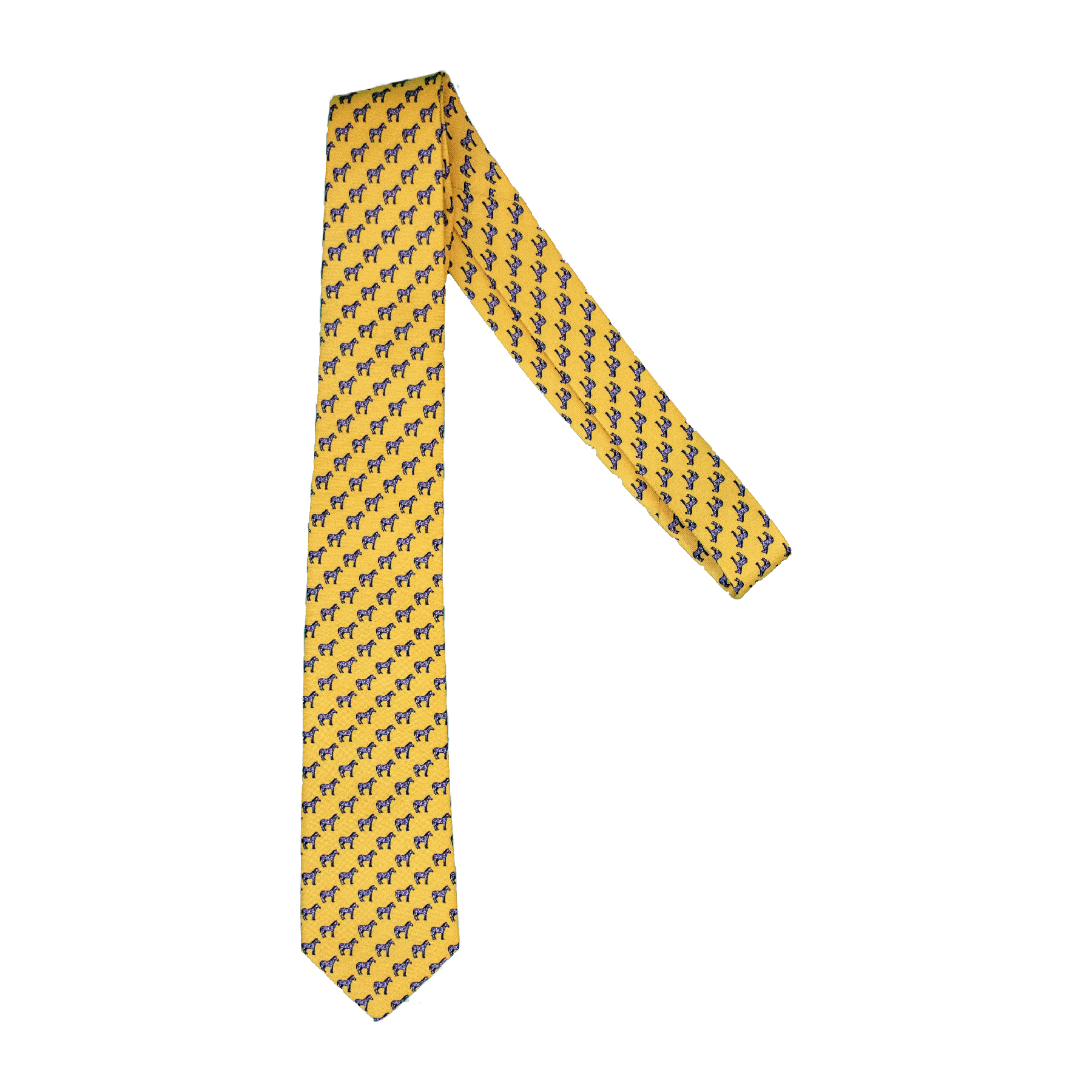 Yellow Silk Necktie with Zebras